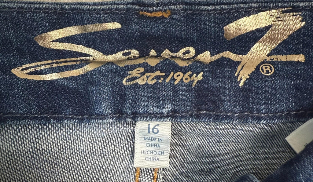 Seven 7 Tummyless High Rise Jeans Womens Size 16 Dark Wash Skinny Stretch Denim