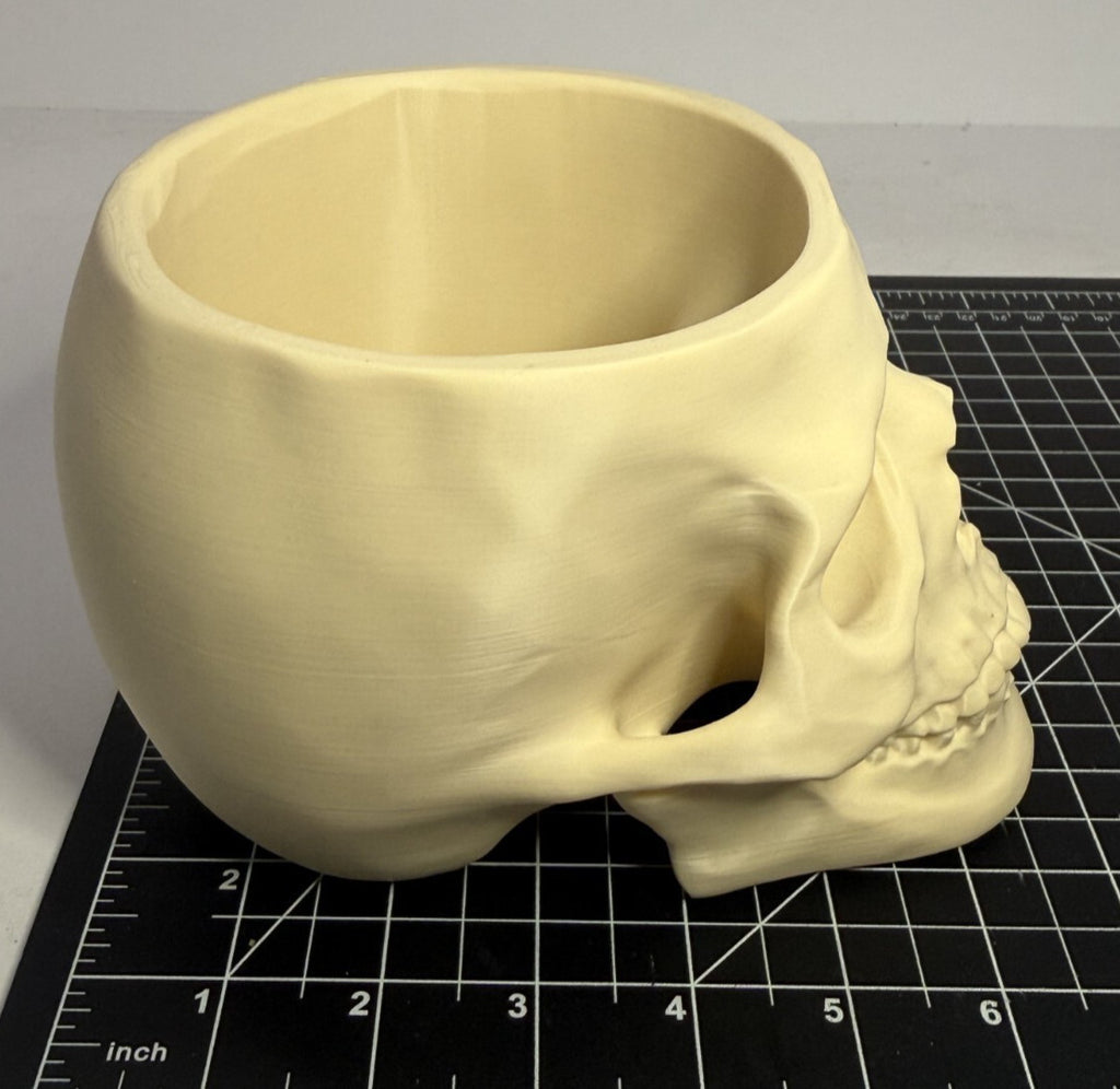 3D Printed Skull-Shaped Bowl - PLA - Bone Color