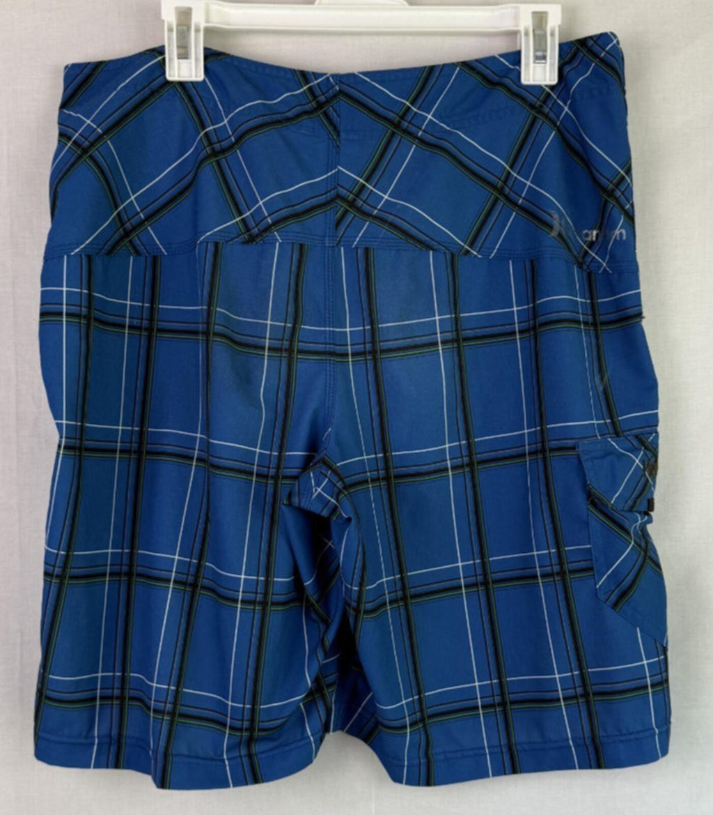 Hurley Phantom Board Shorts Mens Large Blue Plaid Swim Trunks Cargo
