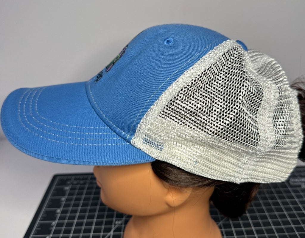 Jeep Peace Sign Hat Cap Trucker Snap Back One Size Blue Mens Mesh Embroidered
