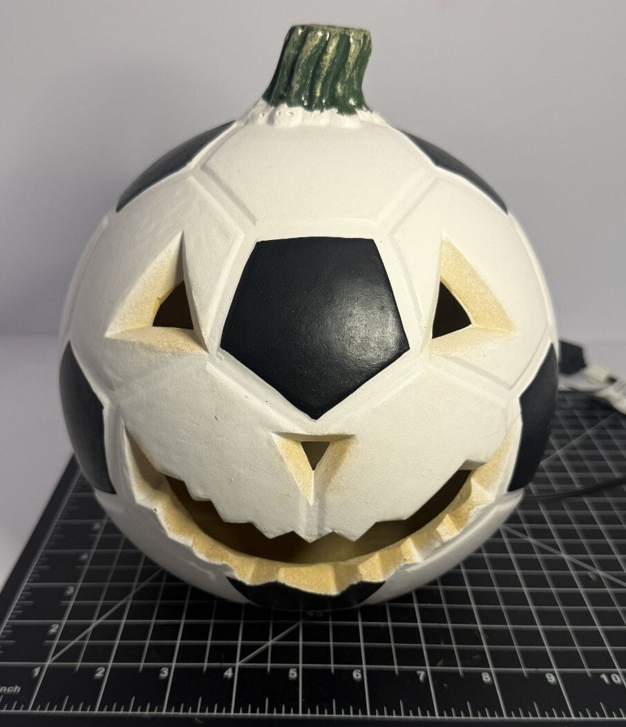 Vintage Y2K Halloween Soccer Ball Pumpkin Jack O Lantern Light Decor - TESTED!