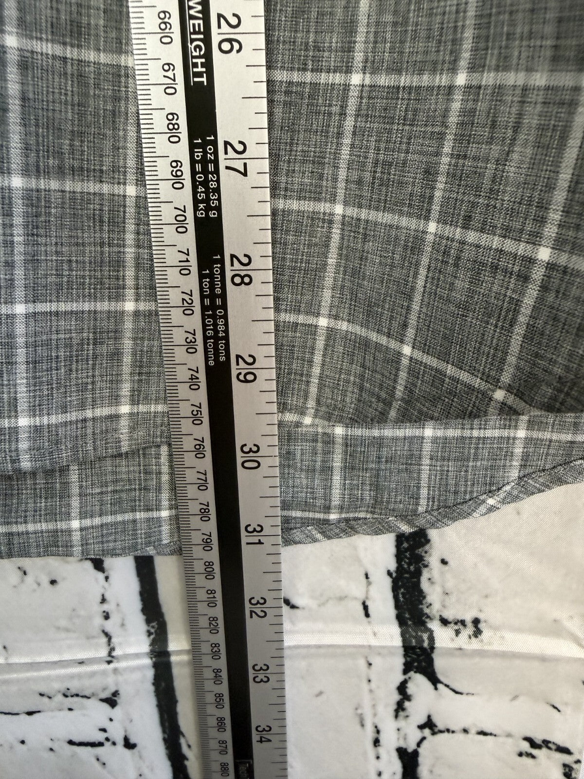 Orvis Mens XL Gray Windowpane Check Tech Short Sleeve Button Up Shirt