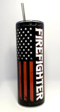 20 oz Firefighter Stainless Steel Tumbler with Lid, Straw