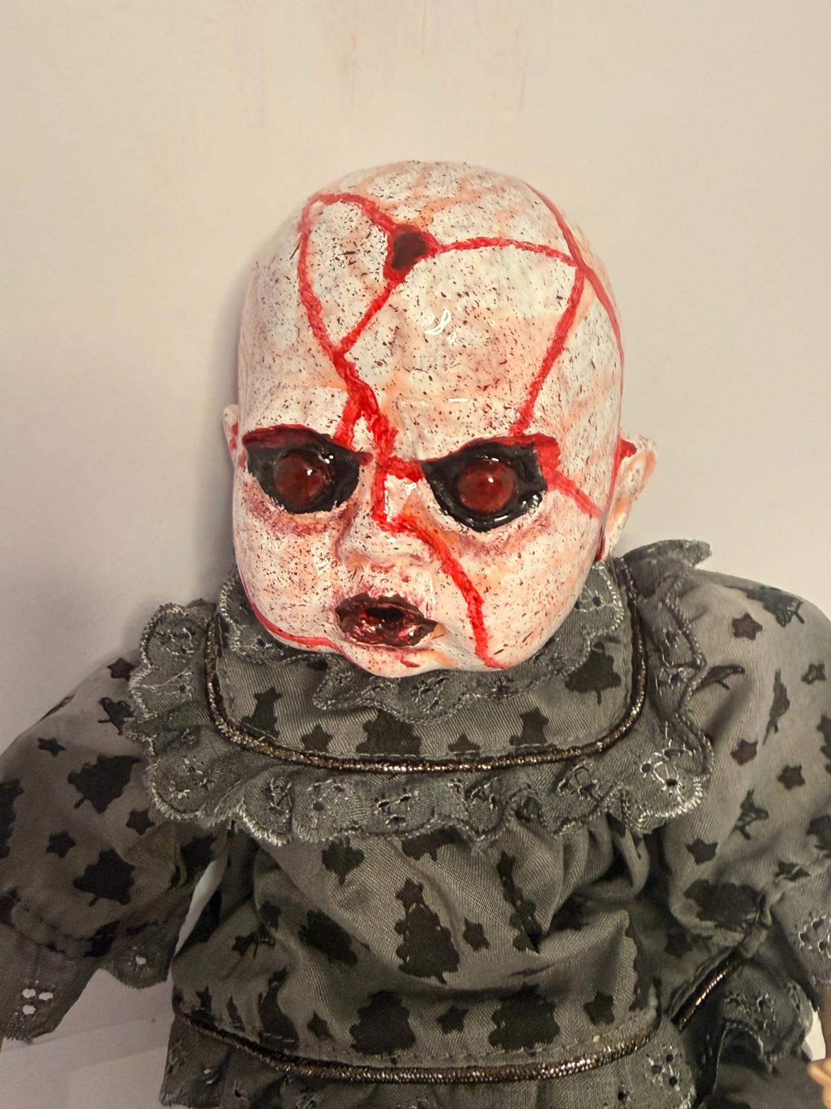 Demon Baby - OOAK Scary Creepy Doll 14" Hand Painted Horror Haunting Art