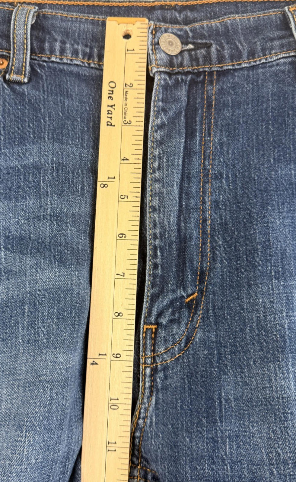 Levis 505 Mens Jeans Sz 38x30 Straight Stretch Denim Blue Whiskered