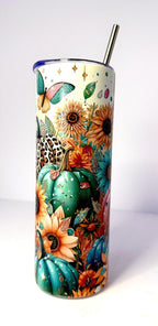 20 oz Girls Who Loves Fall Stainless Steel Tumbler with Lid, Straw