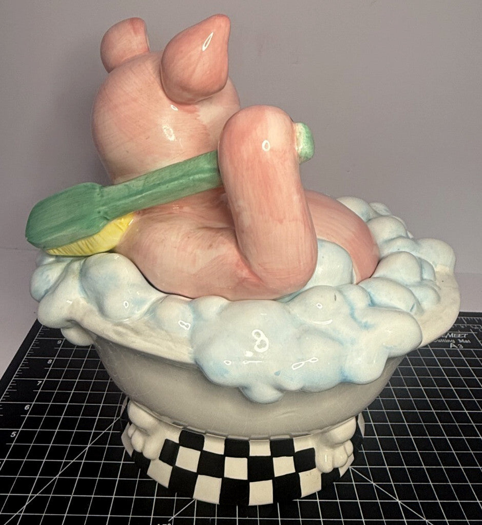 Pig In A Bubble Bath Cookie Jar