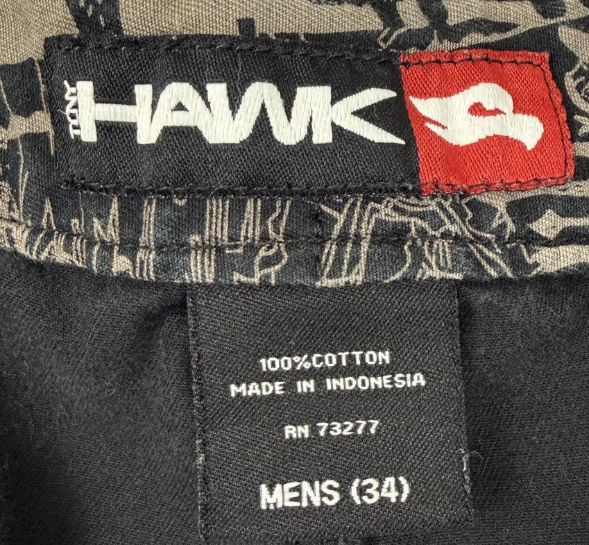 Tony Hawk Mens Size 34 Cargo Shorts Black Cotton Skateboarding Utility