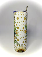 20 oz Stay Golden Sunflower and LadyBugs Stainless Steel Tumbler with Lid, Straw