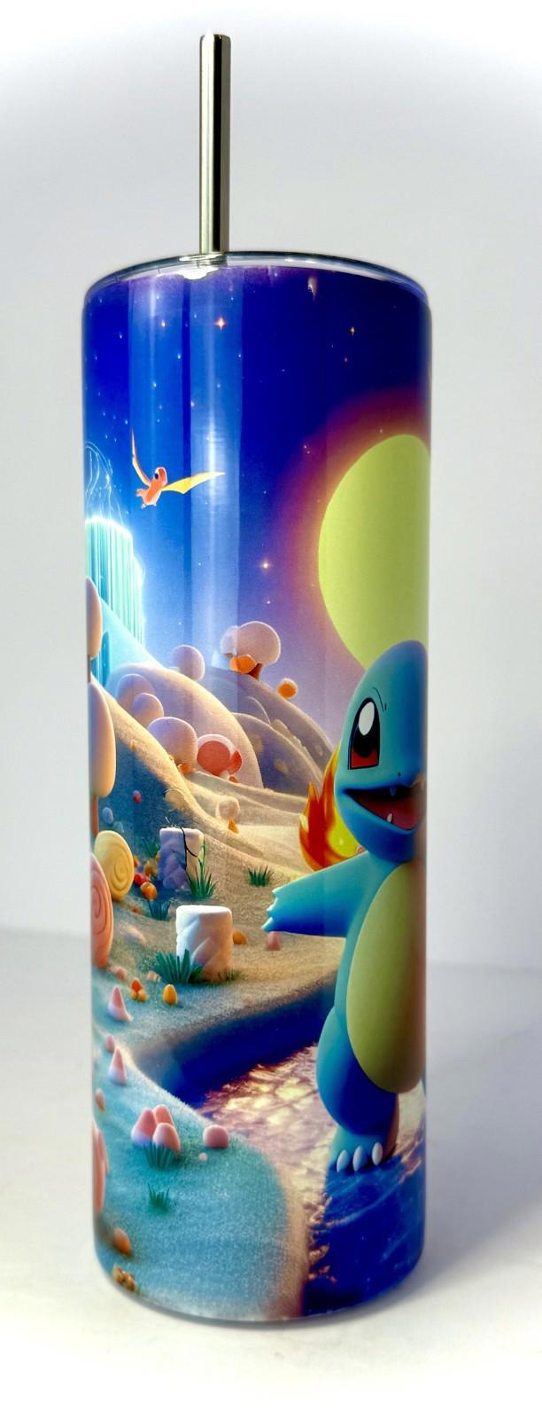 20 oz Squirtle Stainless Steel Tumbler with Lid, Straw ~ Pokemon
