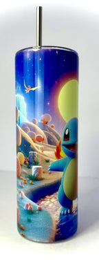 20 oz Squirtle Stainless Steel Tumbler with Lid, Straw ~ Pokemon
