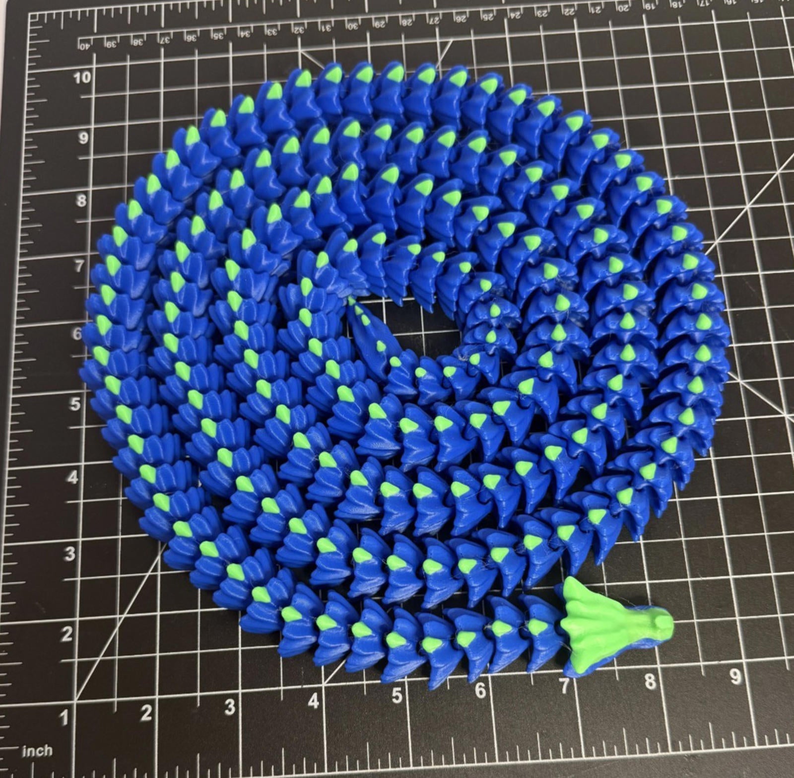 3D Printed LONG Dragon/Snake - PLA - Blue and Green - 5 Feet 4 Inches
