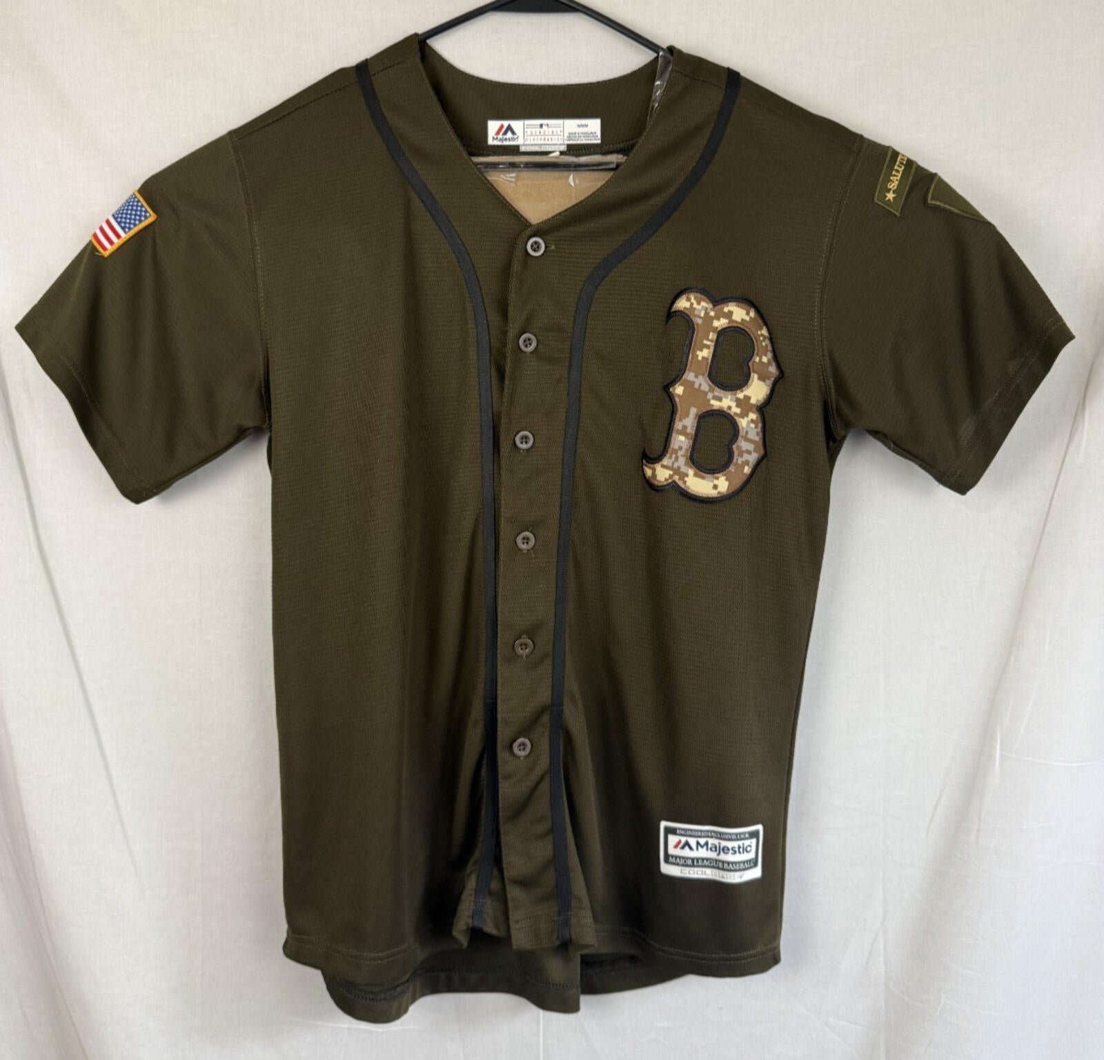 RARE-Authentic MLB Boston RedSox Pedroia #15 Stitched Jersey Size M Salute Servi