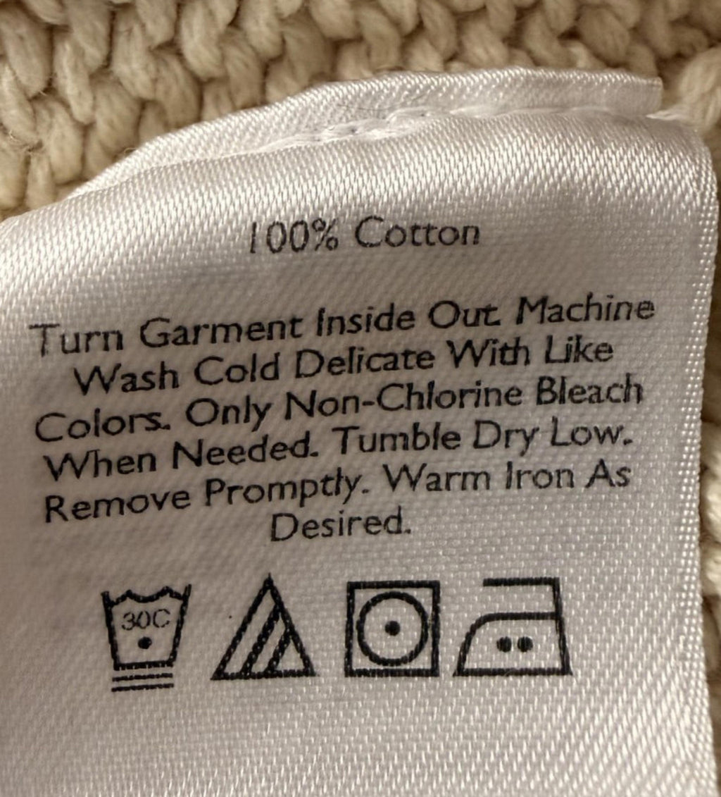 Eddie Bauer Sweater Mens XL Cream Cable Knit Quarter Button Mock Neck Pullover