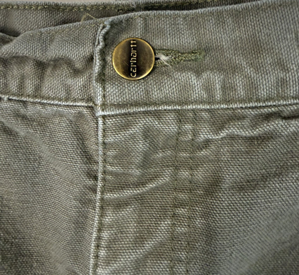 Carhartt Men Flannel Lined Pants 34x30 Loose Fit BN0111-M Green Gray