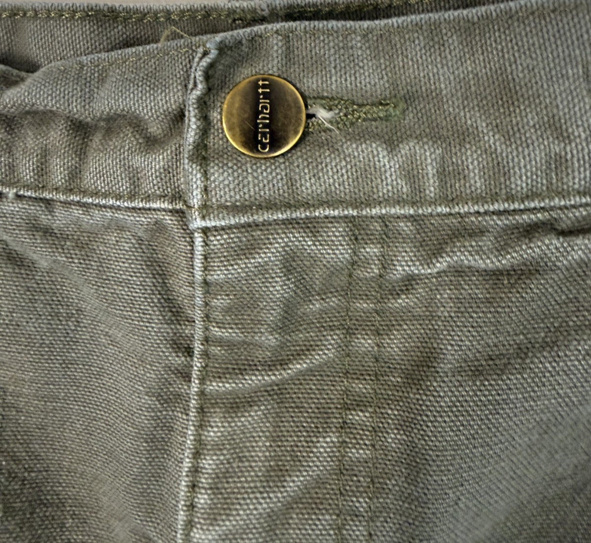 Carhartt Men Flannel Lined Pants 34x30 Loose Fit BN0111-M Green Gray