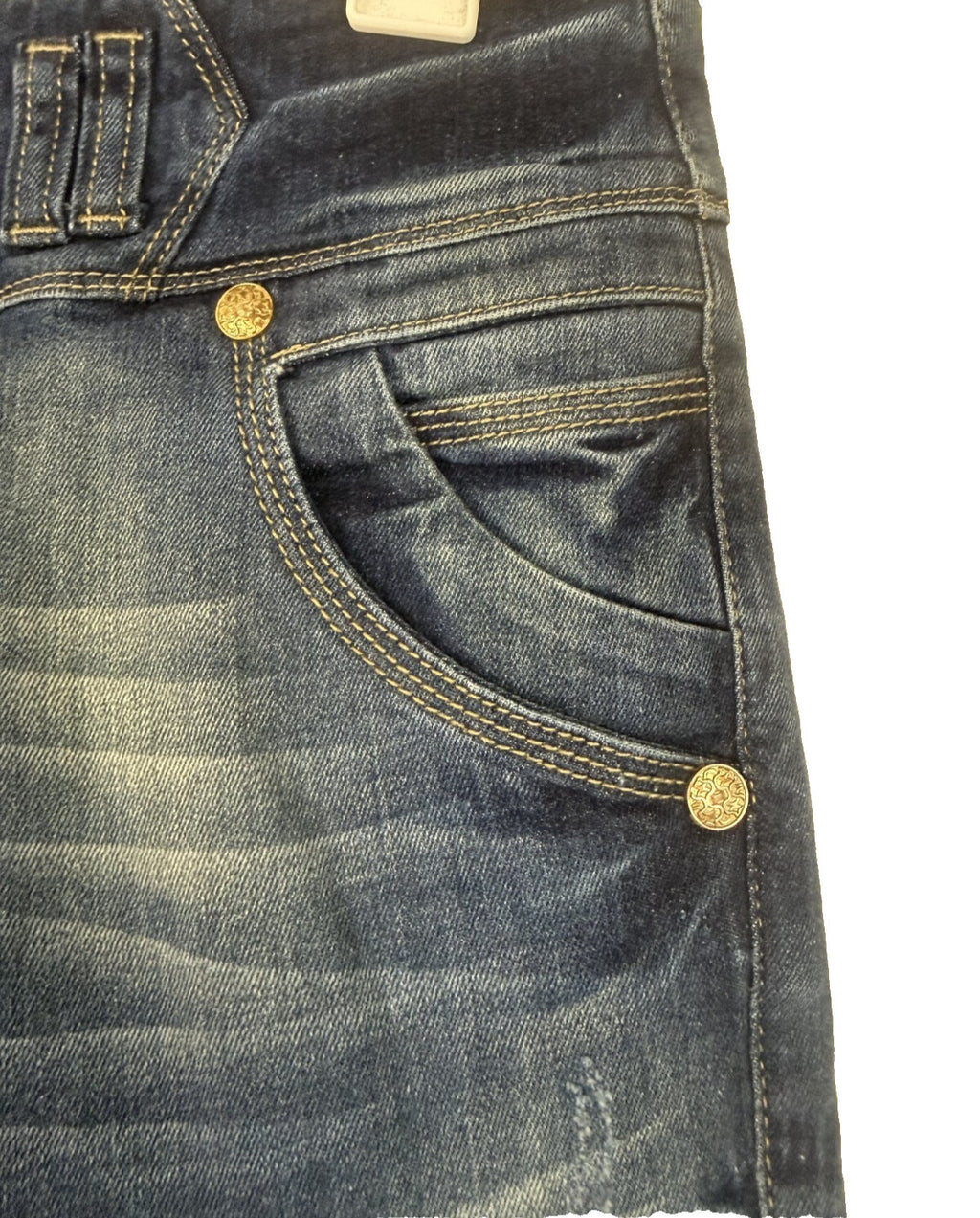 Big John Premium Womens Jeans Sz 12 Light Distress Stretch Gold Accents