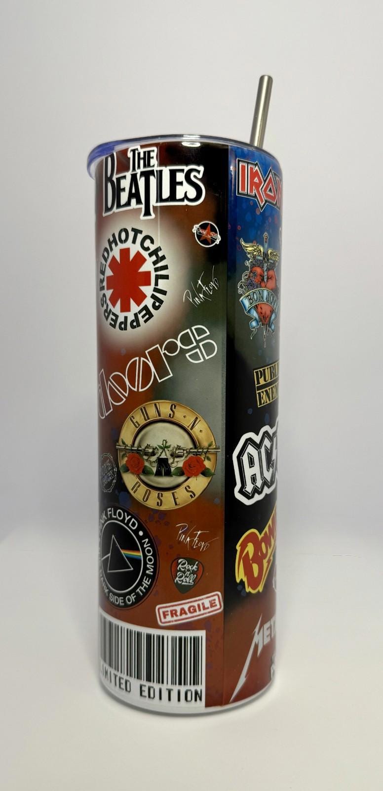20 oz Rock Stickers Stainless Steel Tumbler with Lid, Straw