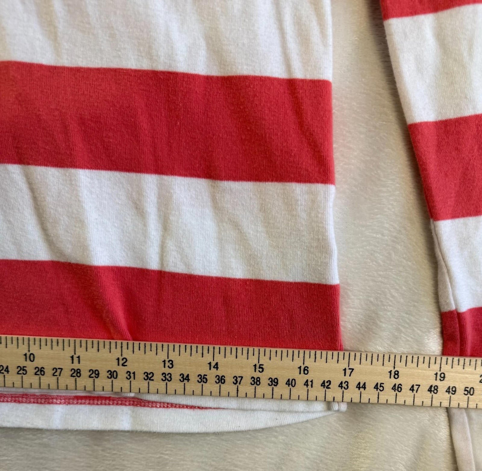 Tommy Hilfiger Striped V-Neck Stretch Cotton Long Sleeve T Shirt Womens Sz L