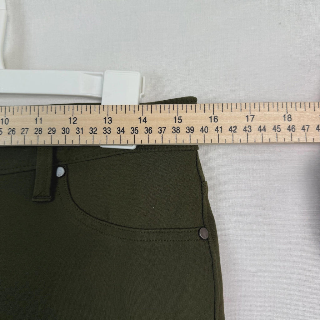 Calvin Klein Womens Pants 10 Green Straight Pant Leggings Zip Viscose