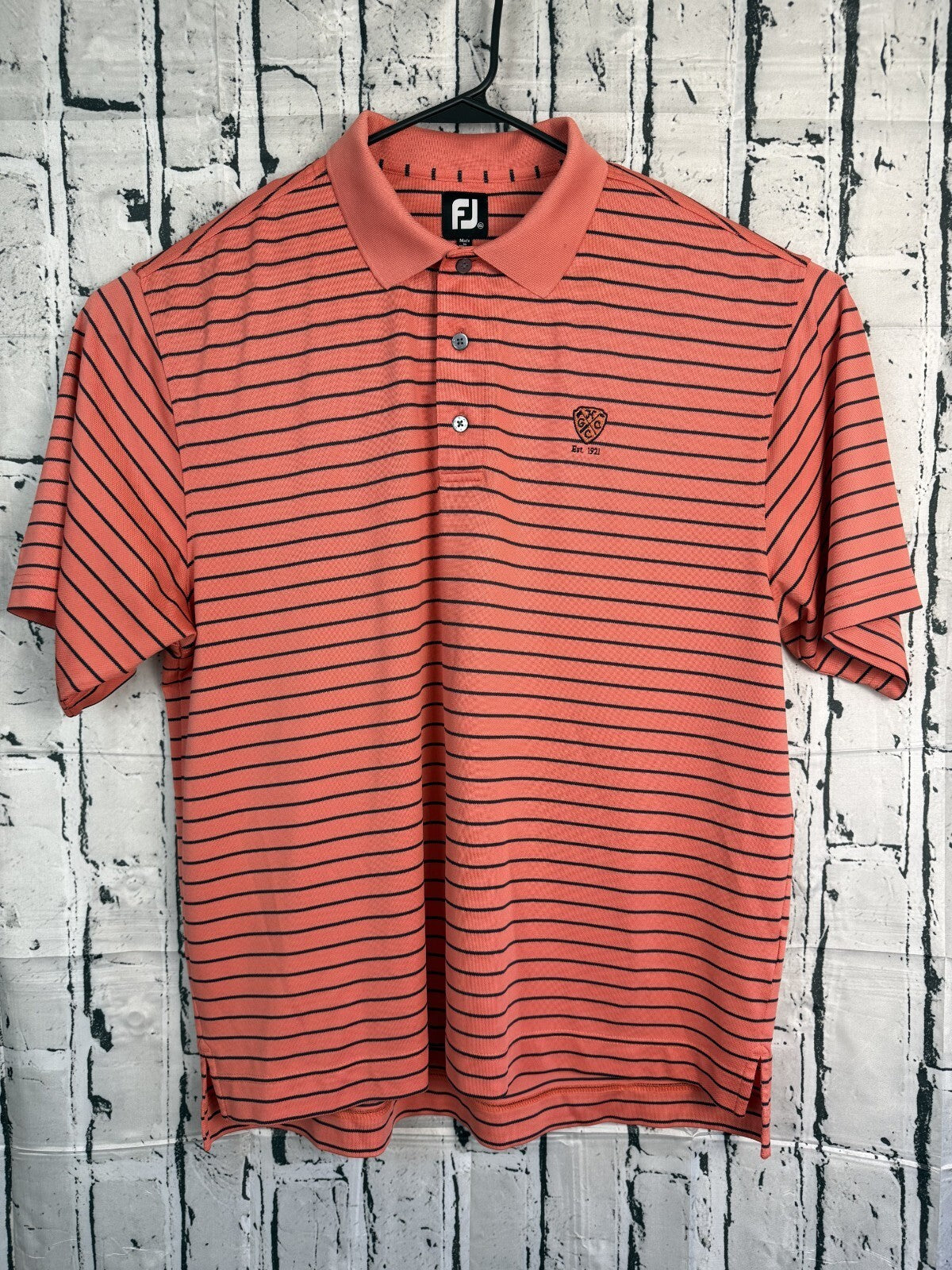 FootJoy Shirt Mens XL Pink Salmon Short Sleeve Embroidery Performance Golf Polo