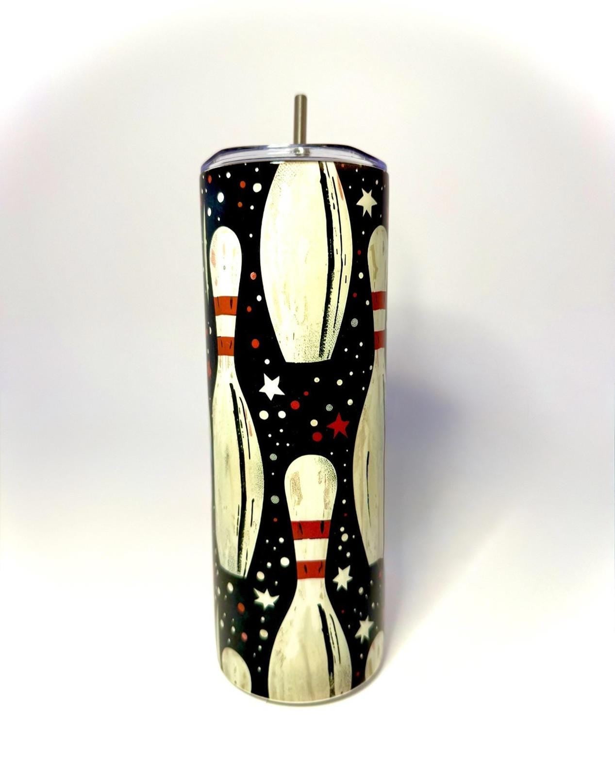 20 oz Vintage Bowling Stainless Steel Tumbler with Lid, Straw