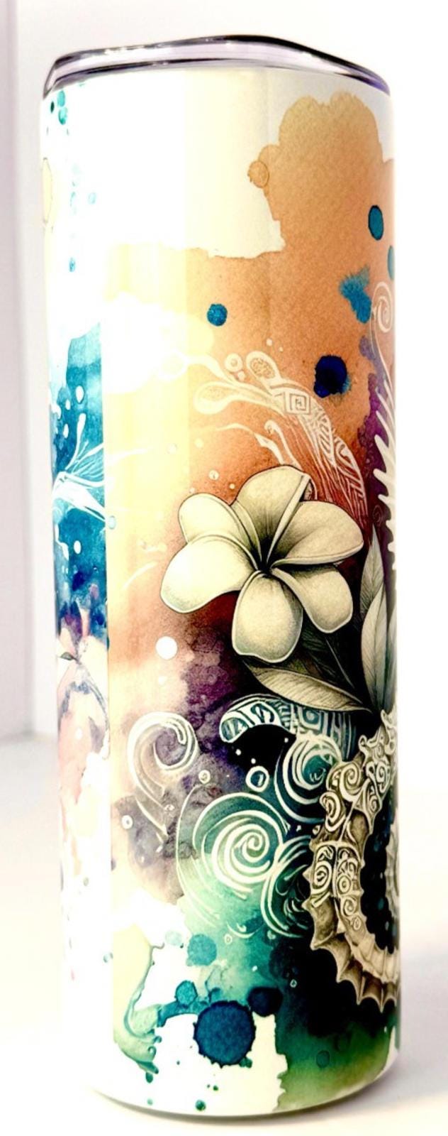 20 oz Hawaiian Seahorse Stainless Steel Tumbler with Lid, Straw