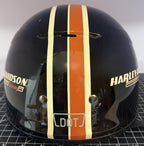 Harley-Davidson Racing Burnout Half Helmet Sz XXL Black Orange Stripe Skull Cap