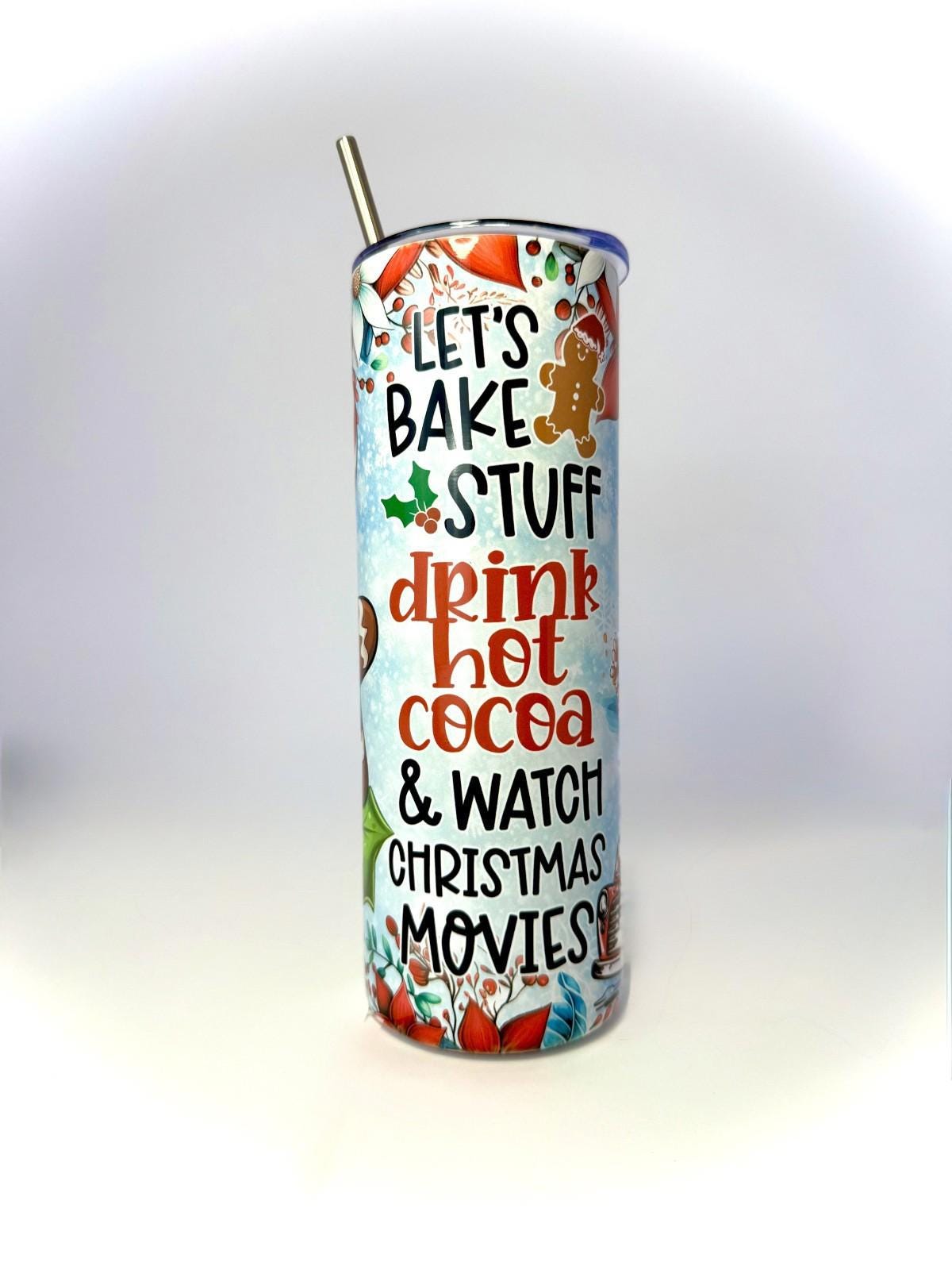 20 oz Christmas Time Stainless Steel Tumbler with Lid, Straw