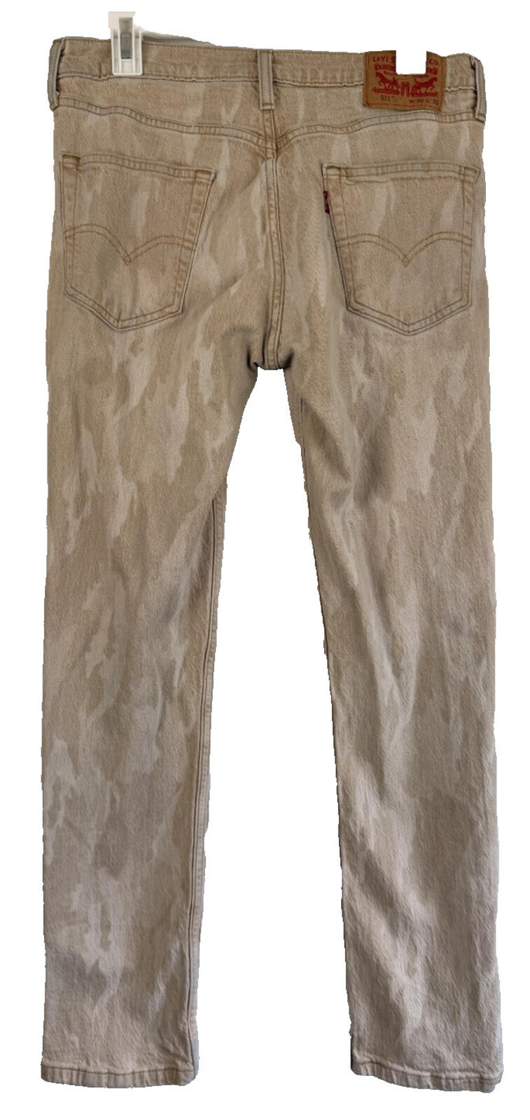 Men’s Levi’s 511 Slim Fit Brown Camouflage Denim Jeans Taper Size 32 X 32