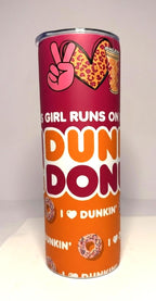 20 oz Dunkin Stainless Steel Tumbler with Lid, Straw - Glitter or Non-Glitter