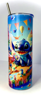 20 oz Stitch Stainless Steel Tumbler with Lid, Straw