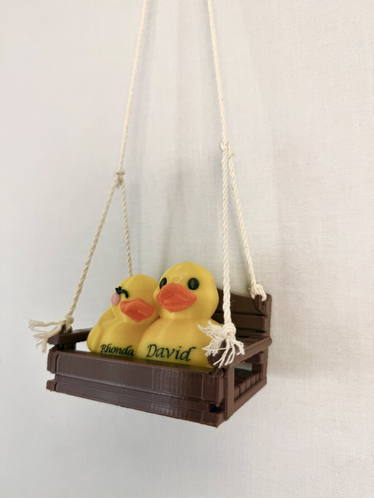3D Printed Porch Swing Rearview Mirror Hanger for our Couple Ducks