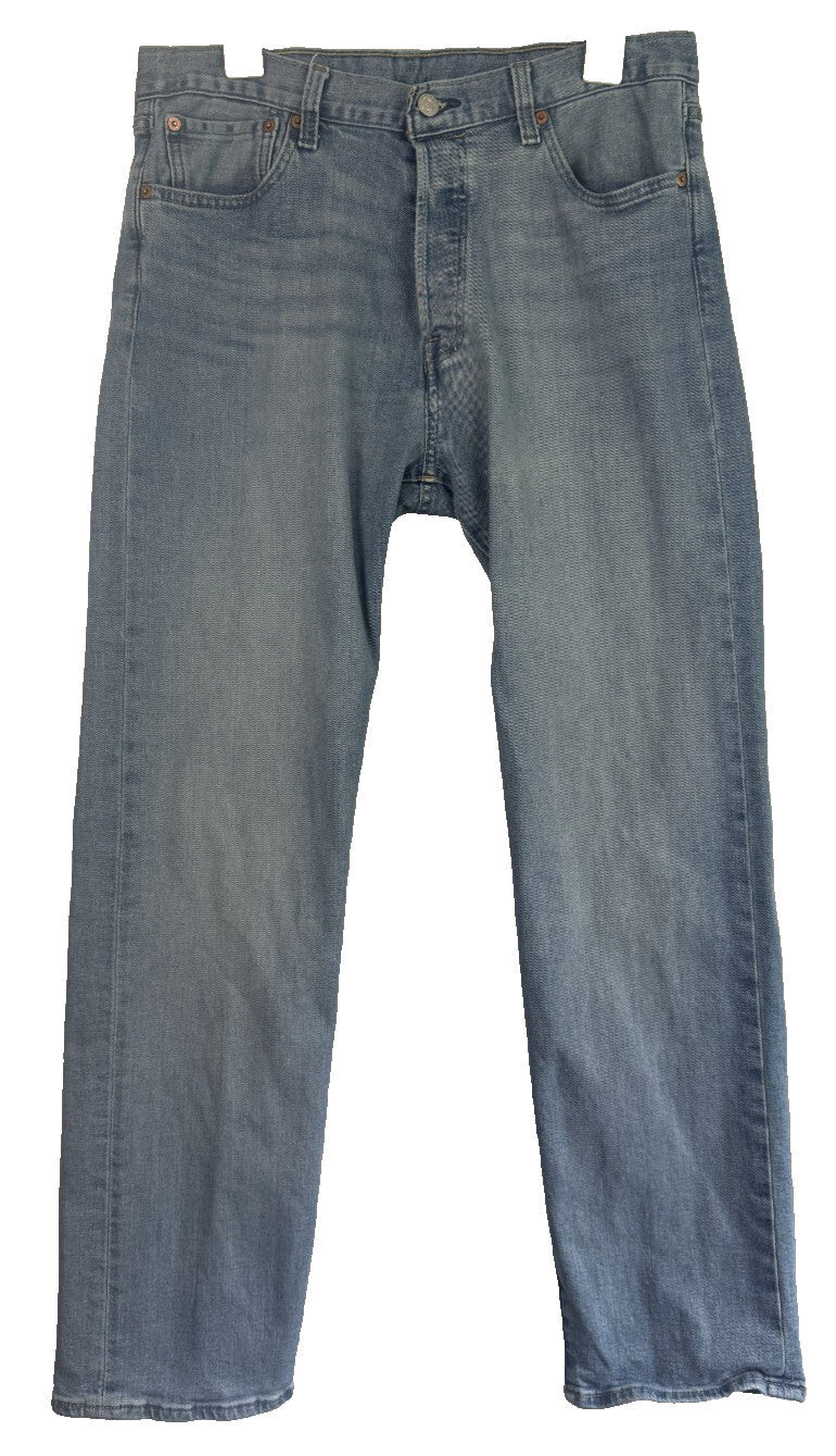 Levis 501 Jeans Mens 33x32 Blue Medium Wash Denim Straight Leg Button Fly