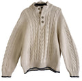 Eddie Bauer Sweater Mens XL Cream Cable Knit Quarter Button Mock Neck Pullover