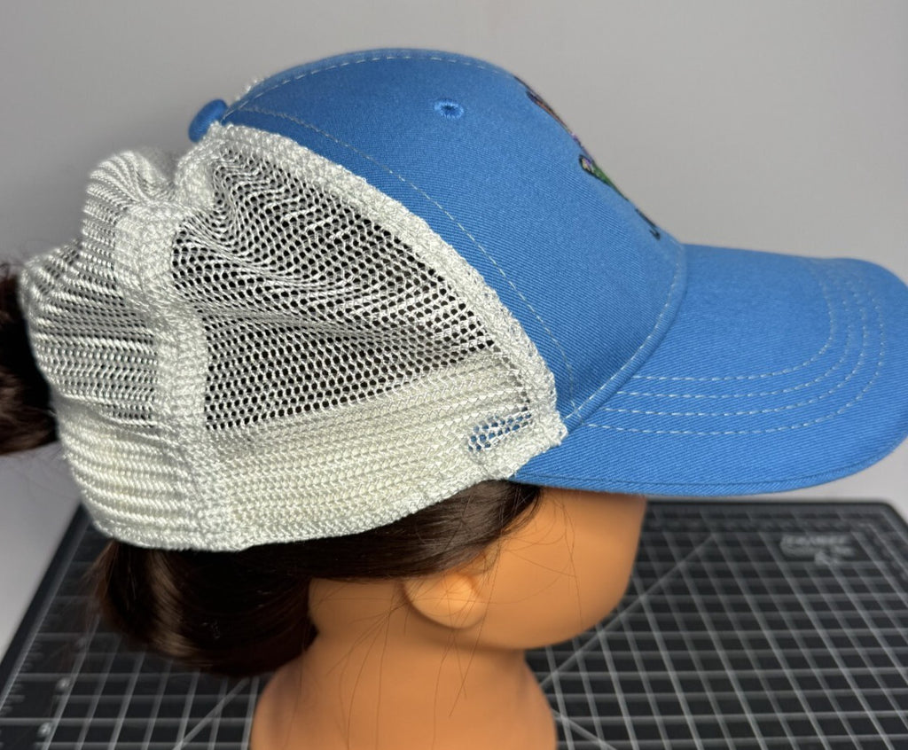 Jeep Peace Sign Hat Cap Trucker Snap Back One Size Blue Mens Mesh Embroidered