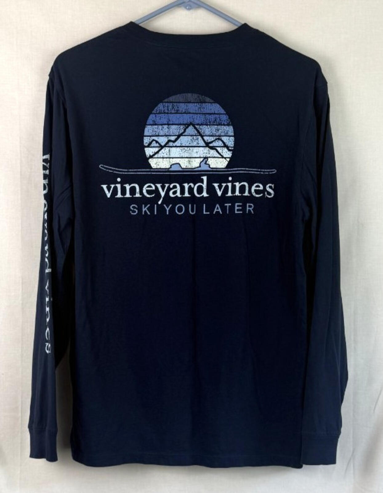 Vineyard Vines Shirt Mens Medium Blue Long Sleeve Ski You Later