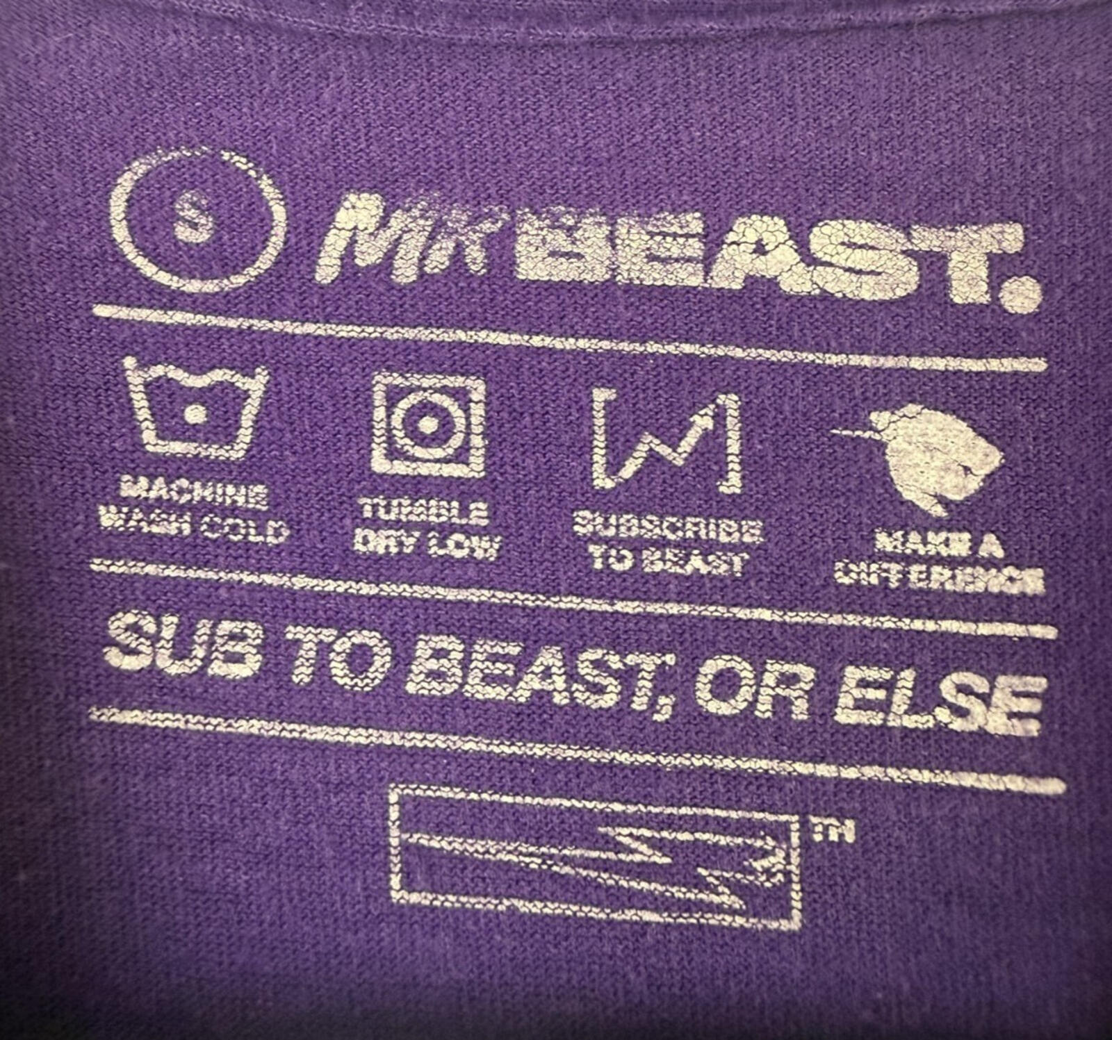 Mr Beast Graphic Tee Shirt Girls Sz Small Limited Edition Purple You Tube