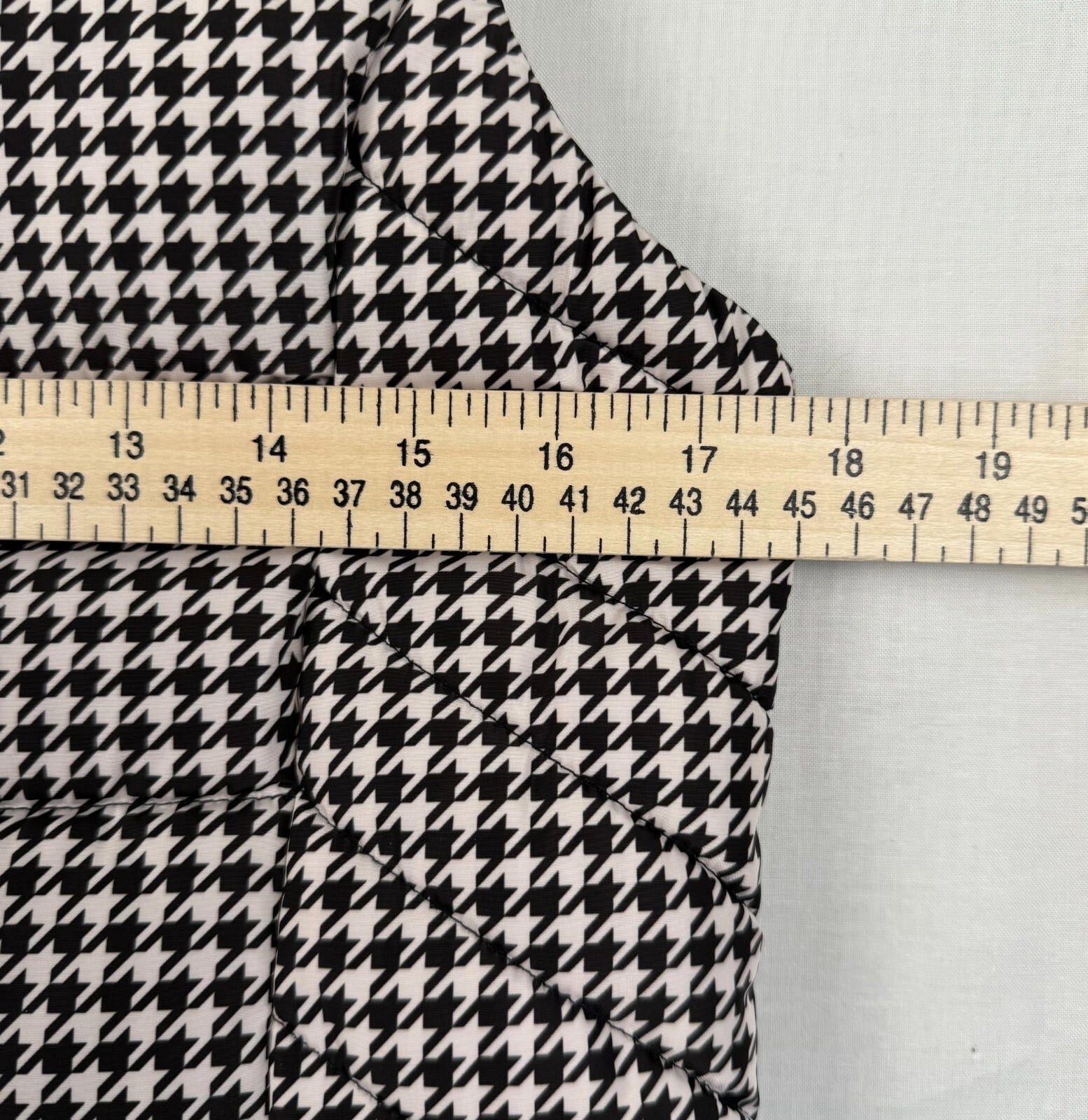 TOMMY HILFIGER Puffer Vest Womens Small Classic Houndstooth Jacket Black White