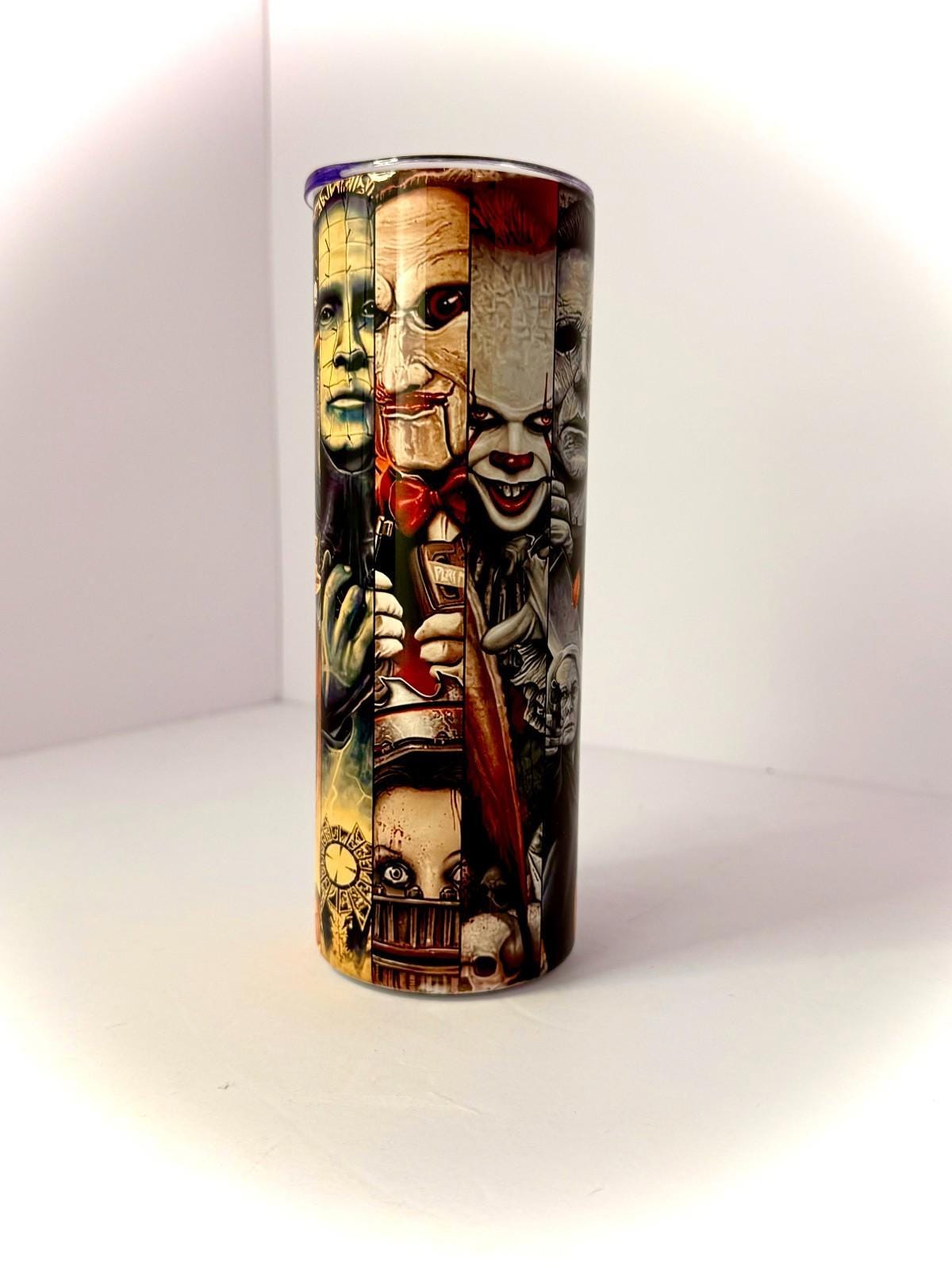 20 oz Collection of Horrors Stainless Steel Tumbler with Lid, Straw Halloween