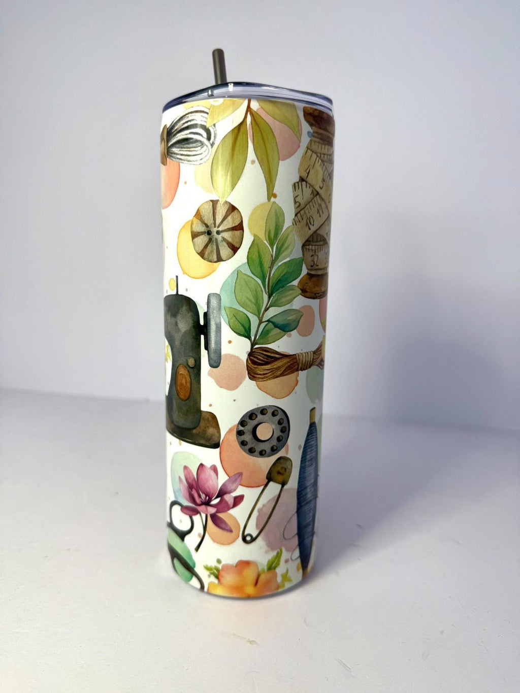 20 oz Artistic Sewing Stainless Steel Tumbler with Lid, Straw