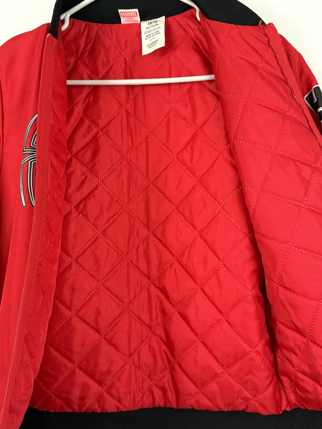 Marvel Spiderman Quilted Lightweight Jacket Boys Size  10 / 12 Full Zip
