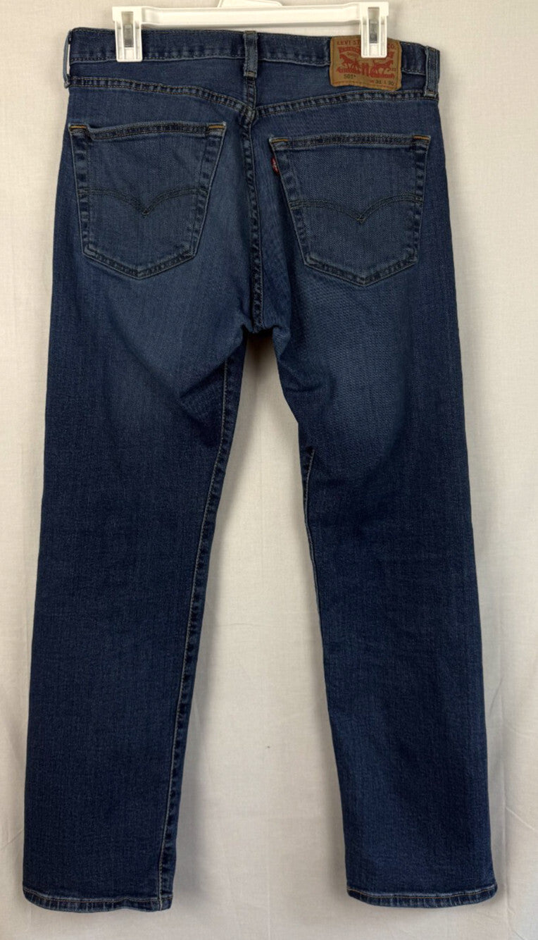 Levis 501 Jeans Mens 31x30 Blue Denim Button Fly Straight Leg Stretch Casual