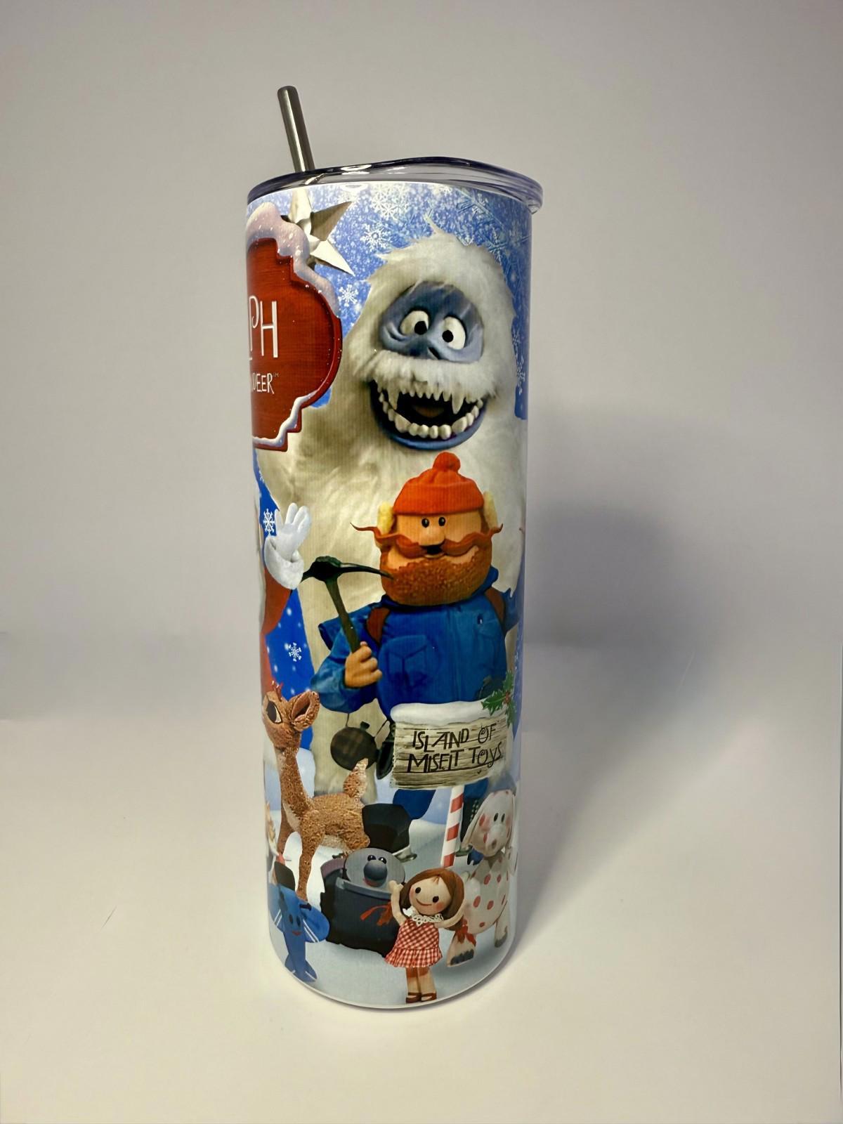 20 oz Rudolph Stainless Steel Tumbler with Lid, Straw