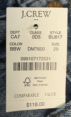 NEW J.Crew Slim Boyfriend Jeans Women Size 29 Raw Hem Medium Wash Stretch