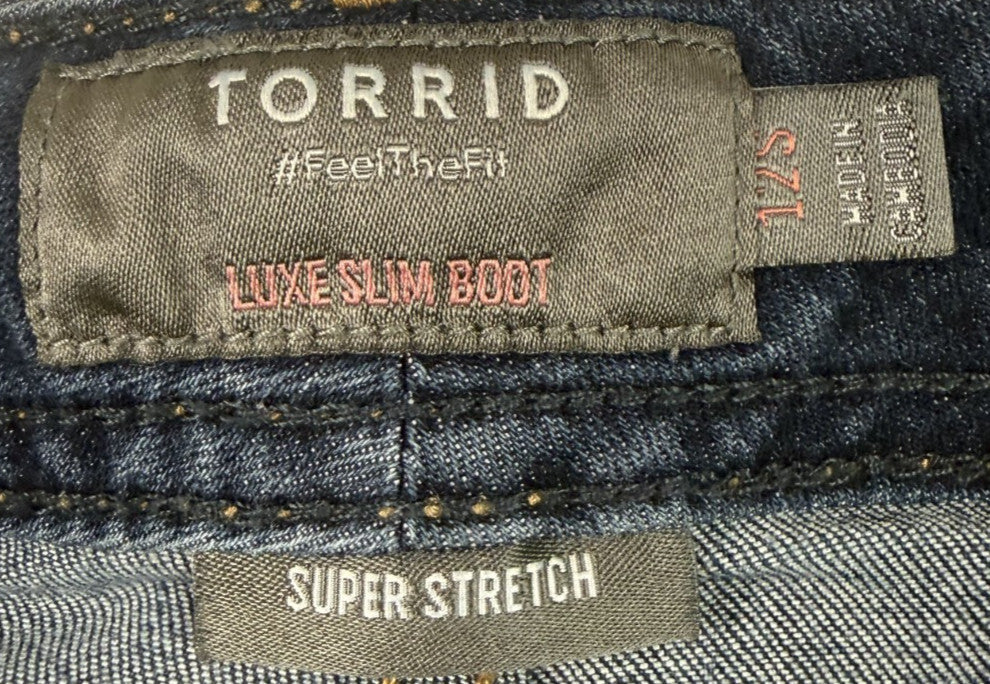 Torrid Jeans Women Size 12S Short Dark Blue Denim Luxe Slim Boot Casual Western