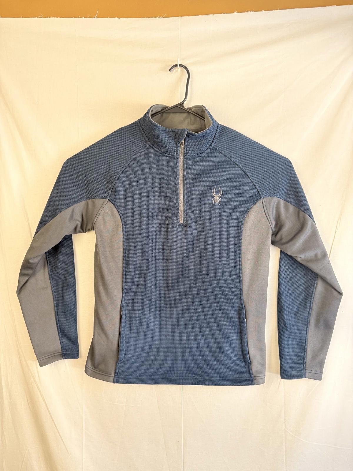 Spyder Men's Full Zip Knit Jacket Waffle Knit Gray & Blue Size M