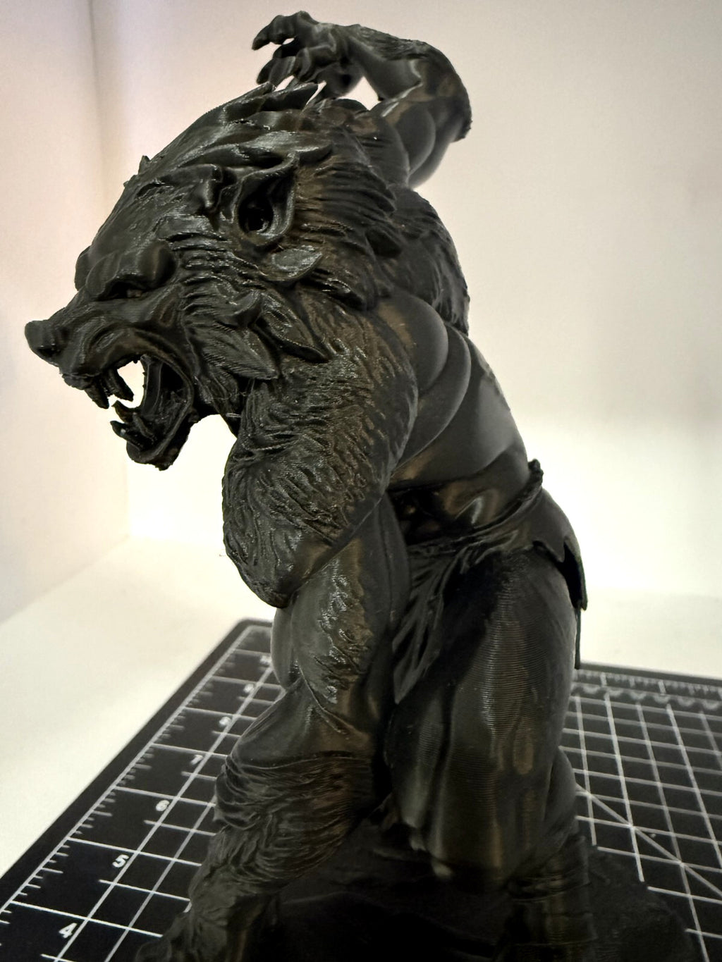 3D Printed Werewolf Statue - PLA - 8 in - Horror - Black - Detailed