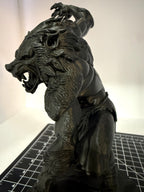 3D Printed Werewolf Statue - PLA - 8 in - Horror - Black - Detailed