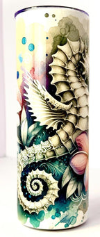 20 oz Hawaiian Seahorse Stainless Steel Tumbler with Lid, Straw
